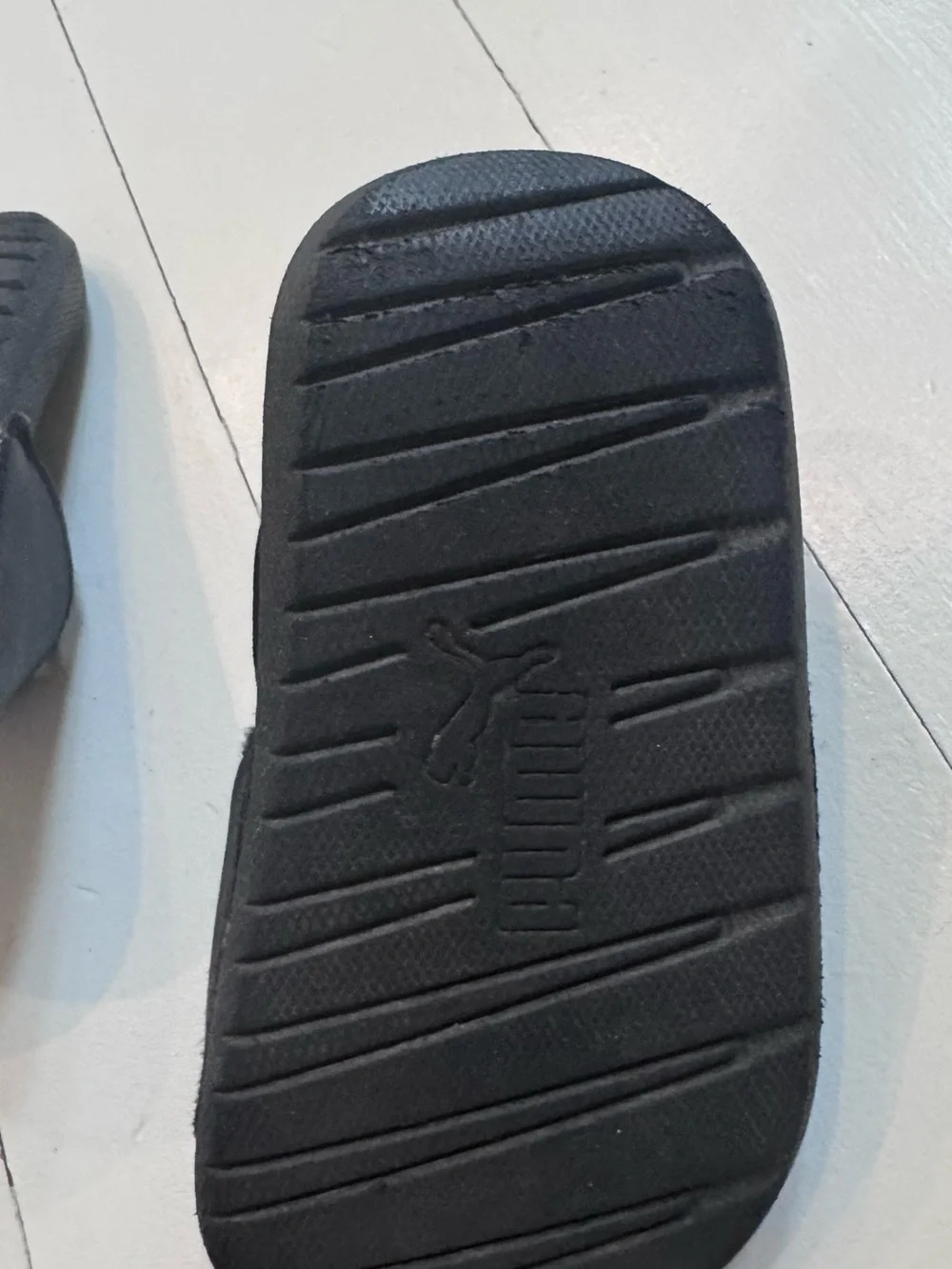 Puma Black Kids Logo Slide Sandals with Heel Strap